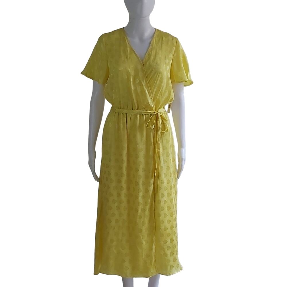 Volcum Stone Row Sheer Faux Wrap Dress Shell Size Medium 12